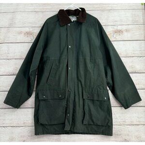 ANTARTEX Waxed Cotton Flannel Lined Coat Jacket Men's Size L Green/Brown England
